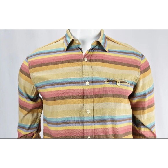 Lucky Brand Long Sleeve Button Multi Color Striped Shirt Mens Medium - Picture 1 of 6